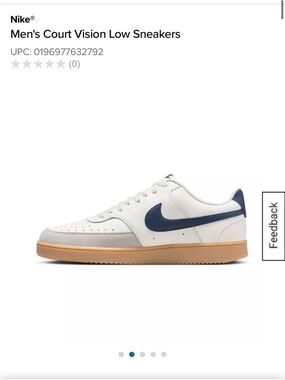 Nike Court Vision Low Sneaker in White and Navy with Gum Sole